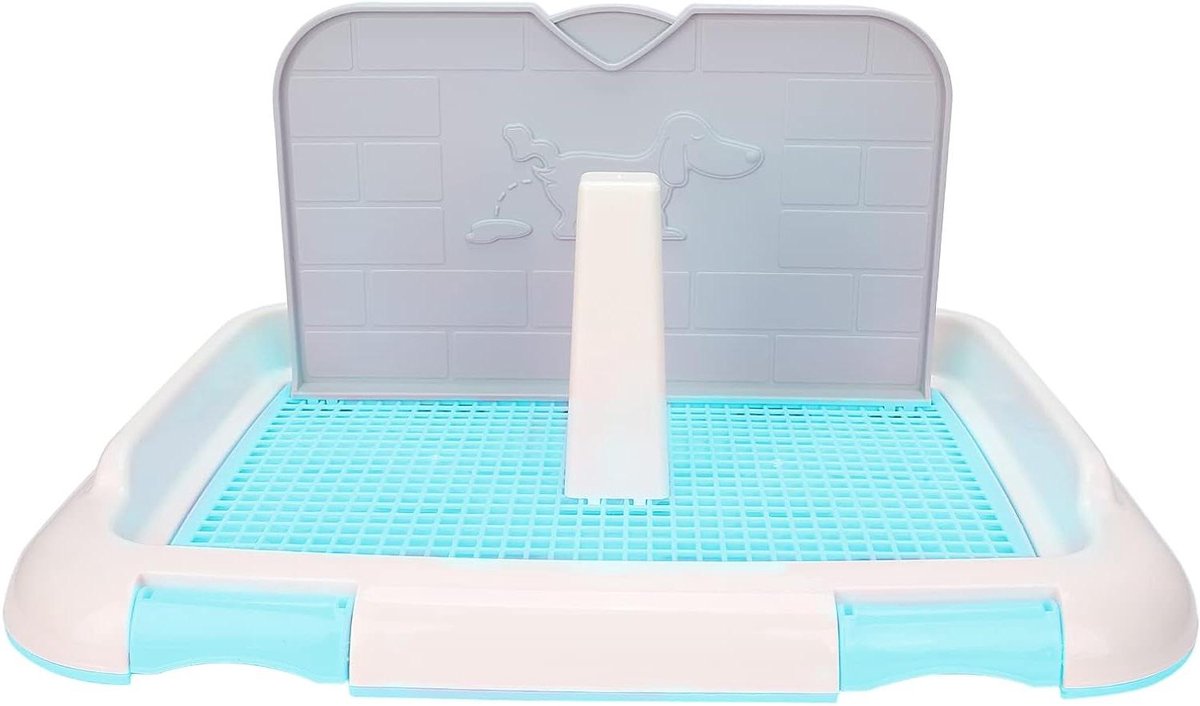 Hondentoilet - Hondenplasbak Puppyplasbak - Zindelijkheidstraining Hond - Met Verwijderbare Muur - 46 cm breed - Blauw
