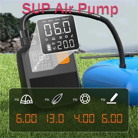DIMICO - Luchtcompressor Draagbaar - Elektrische Luchtpomp - 120 L/min - 8000mAh Accu & powerbank met LED - voor Opblaasartikelen van Merkloos — afbeelding 3