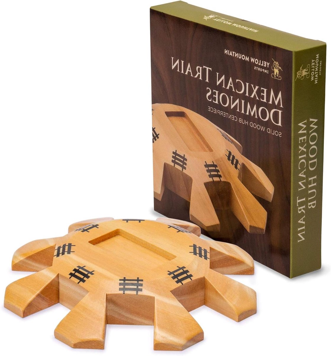 Houten Domino Hub - Middelstuk Spel - Domino Spel - Voor 8 Spelers - 15cm - Houtkleurig