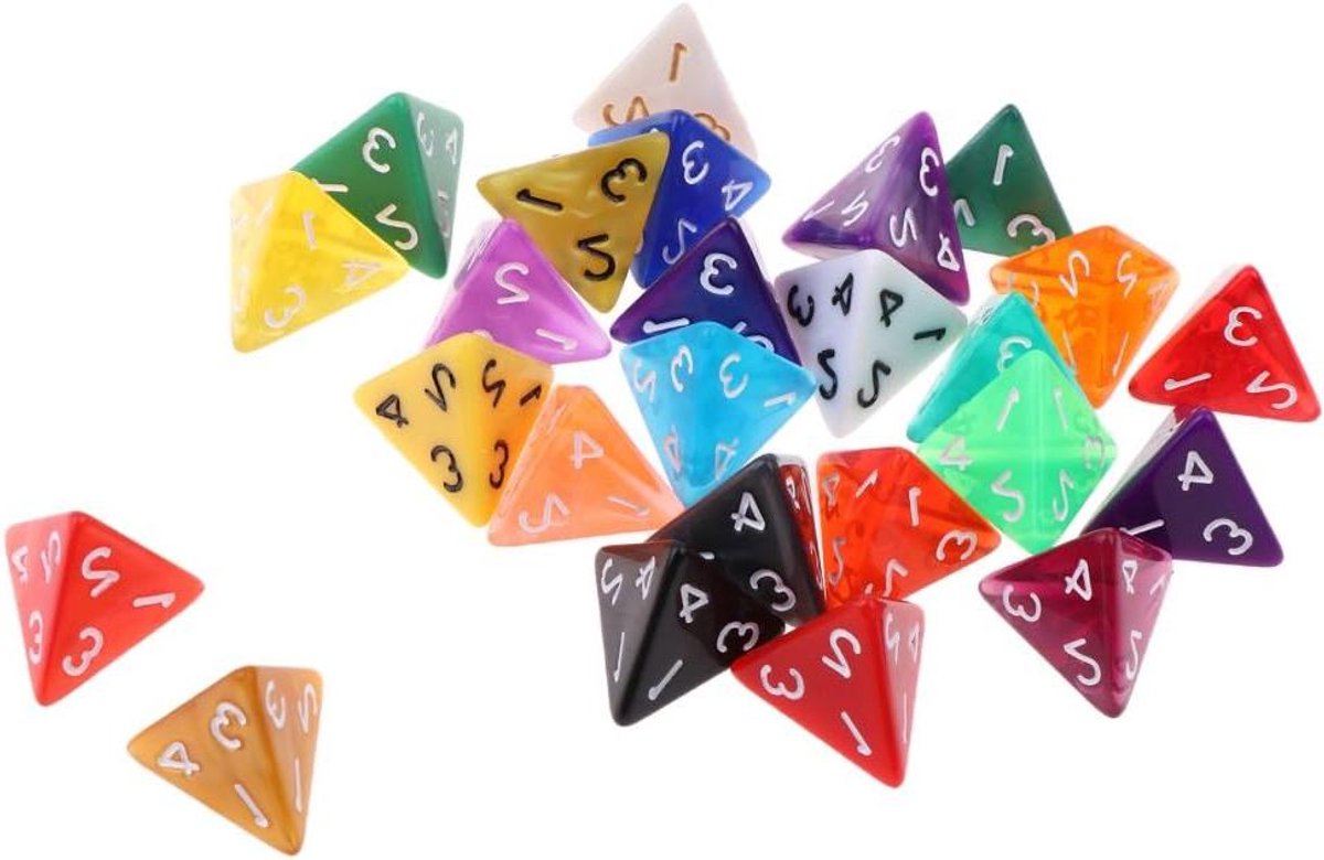 Dobbelstenen Set - 4-zijdig - Tabletop Gaming - 25 Stuks - 2cm - Willekeurige Kleuren