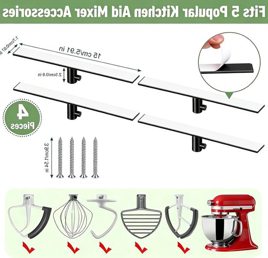 4 Stuks Houder voor Kitchenaid Blender Accessoires, Organizer voor Keukenaccessoires, Haak voor Opberging van Keukenhulpstukken, Zwart van Merkloos — afbeelding 5