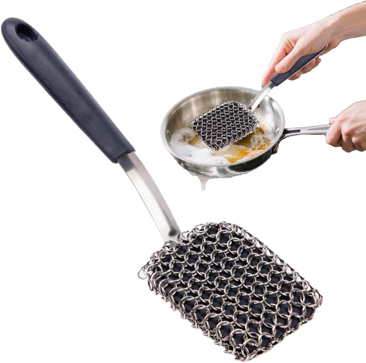 BBQ Borstel - Grill Schoonmaker - Grill Reinigen - Ergonomische Greep - 7.3 x 24.3 cm - Zwart
