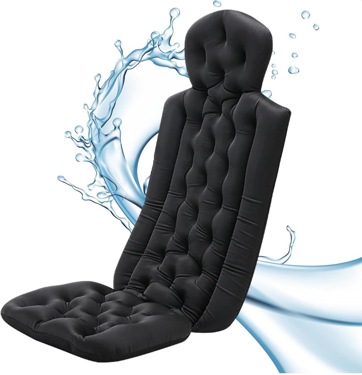 Badkussen Lichaam - Badkussen Luxe - Ontspanning Thuis - Antislip Zuignap - 39x32x7cm - Zwart