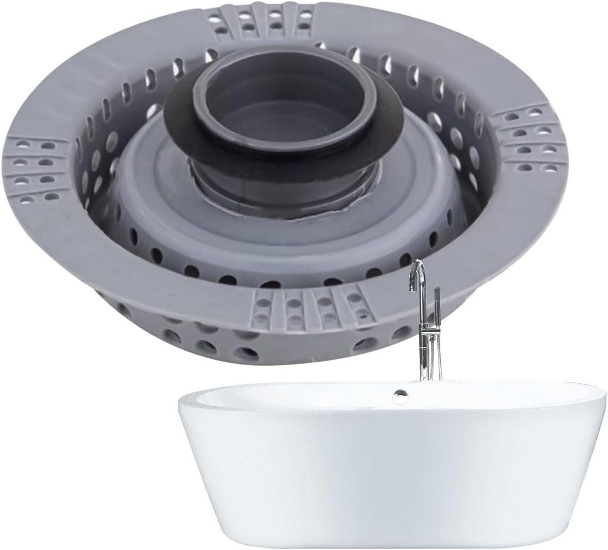 Opvouwbare Afvoerplug - Haarsensor Douche - Voorkomt Verstoppingen - Dubbele Filtratie Systeem - 13 x 13 x 5 cm - Grijs