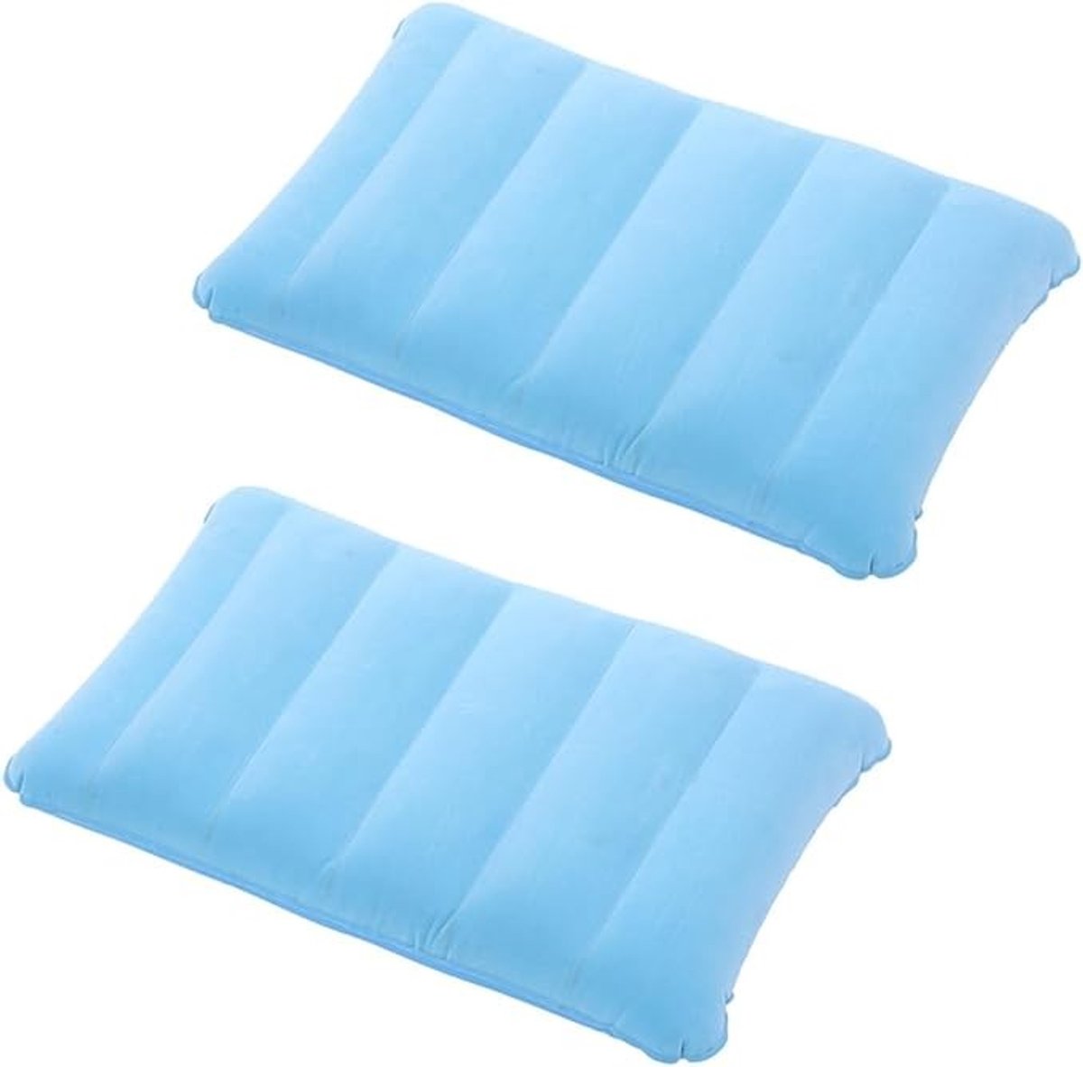 Opblaasbaar reiskussen set van 2 - zacht velours - blauw