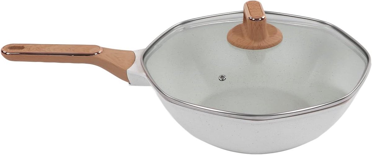 Antiaanbak Wok - Koekenpan - Lekker Koken - Gelijkmatige Warmte - 32cm Diameter - Zwart