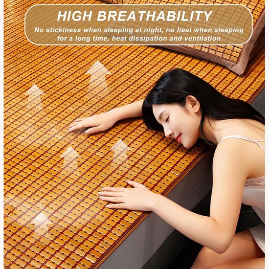 Bamboemat Textiel - Koelmat Zomer - Comfortabel Slapen - Hoog Ademend Vermogen - 80x190 cm - Natuurlijk — afbeelding 3