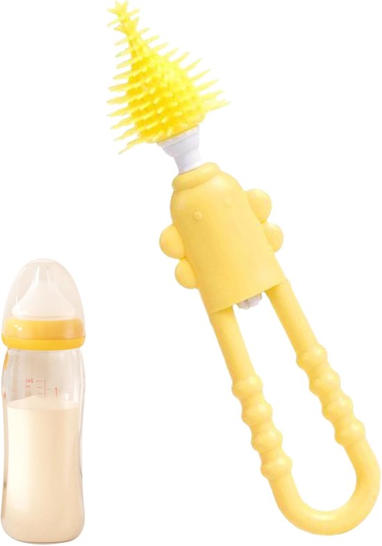 Fles Borstel Set - Speen Reiniger - Baby Spullen Schoon - Duurzaam Siliconen PP - 163 cm Lengte - Geel — afbeelding 4