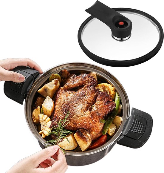 Drukpan Roestvrij Staal - Snelkookpan Stoofpan - Efficiënt Koken - Geschikt Alle Fornuizen - 20-24 cm - Zilver