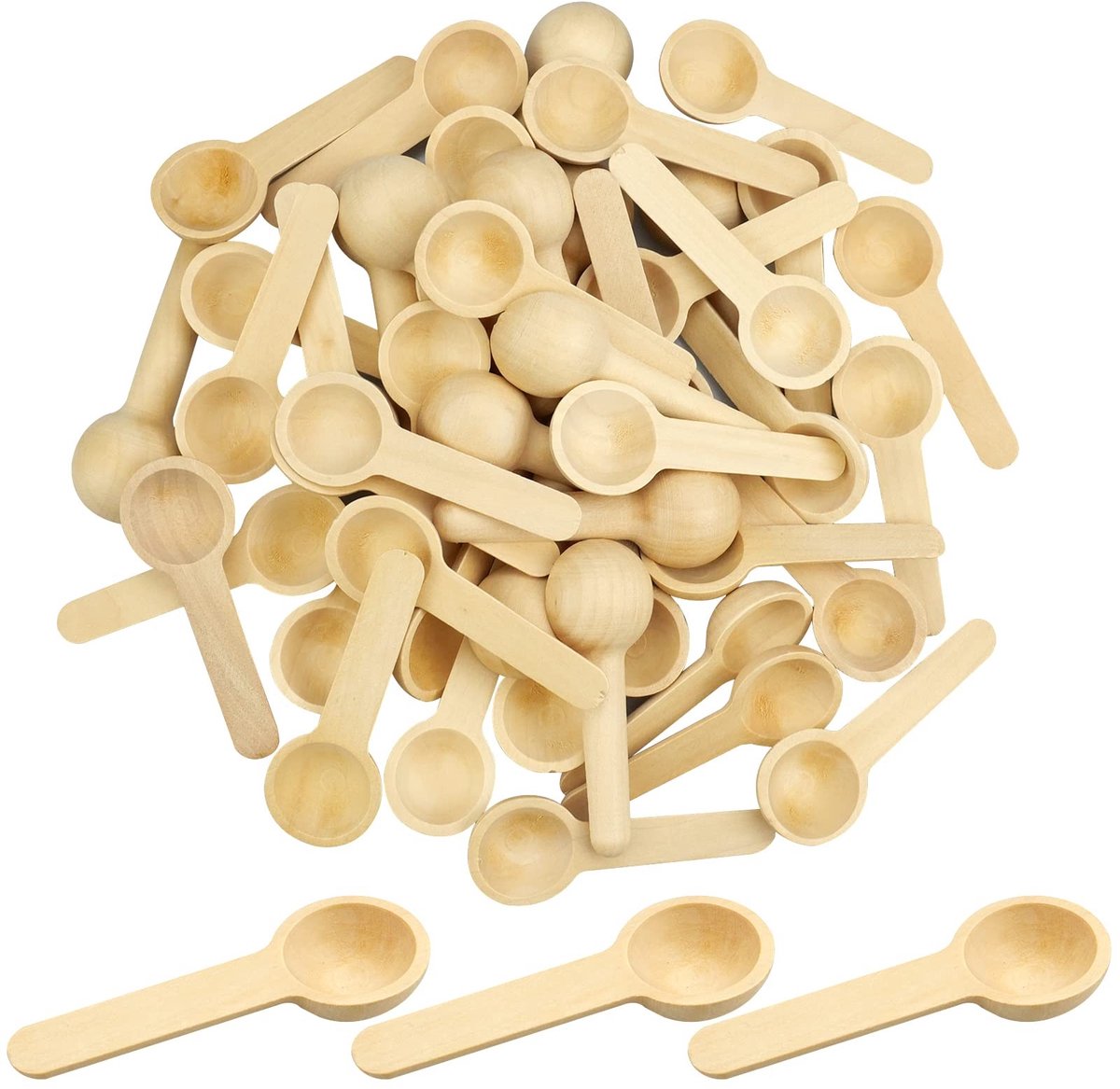 Cosensi - 50 Stuks Kleine Houten Lepels - Natuurlijk Hout Keukenaccessoire - Bruin - Ideaal voor Kruidensets en Desserts - Perfect voor Serveren en