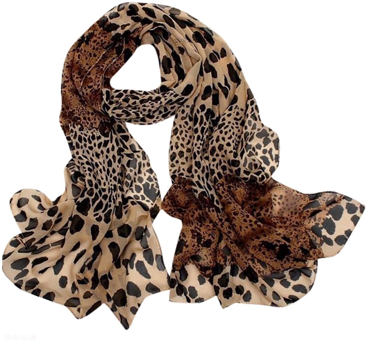 Dailygoods - Chiffon Sjaal met Luipaardprint voor Dames 160 x 50 cm