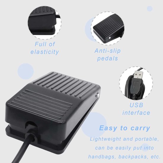 Voetschakelaar - Pedaalschakelaar - Media Bediening - Momentane Antislip - 2m Kabel - Zwart — afbeelding 3
