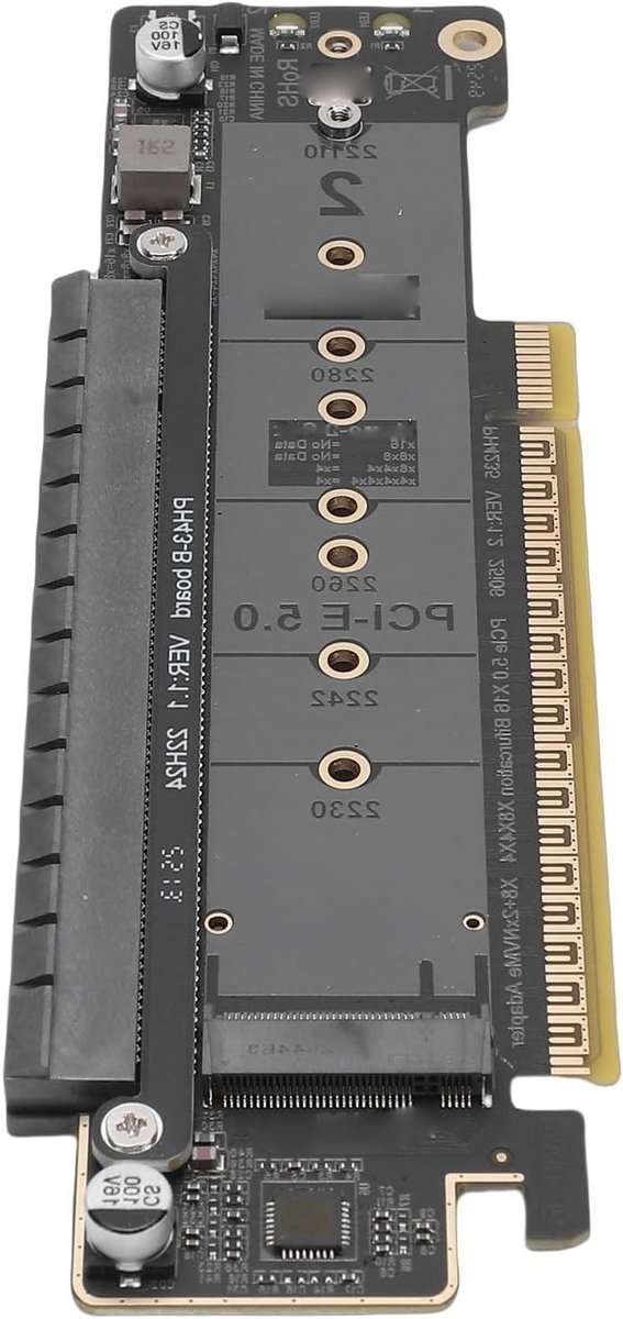 Adapterkaart - M.2 NVMe PCIe - Opslag Uitbreiden - Dubbele SSD Ondersteuning - PCIe 5.0 - Groen