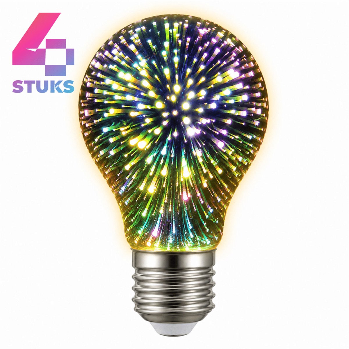 4x Peertje Led-lamp E27 - 4W - Warm Wit Licht (2700K) - 300 lm - 30 jaar - Dimbaar - Vuurwerk Effect