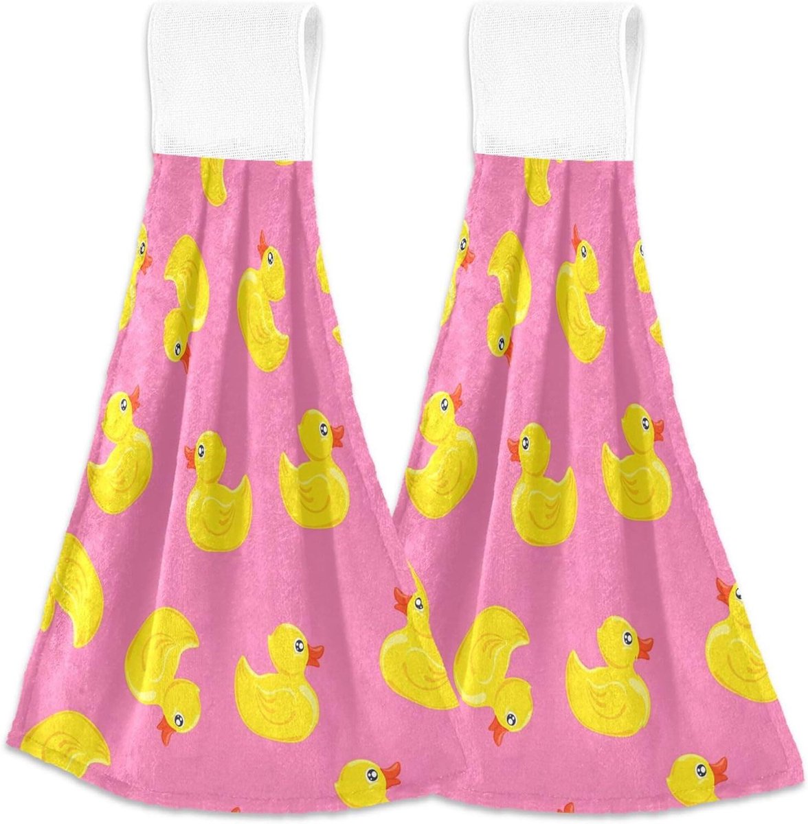 Gepersonaliseerde chique eend roze keukenhanddoeken met ophanglus oven theedoeken set van 2 zachte absorberende keukenhanddoeken decoratief, 40 x 35 cm