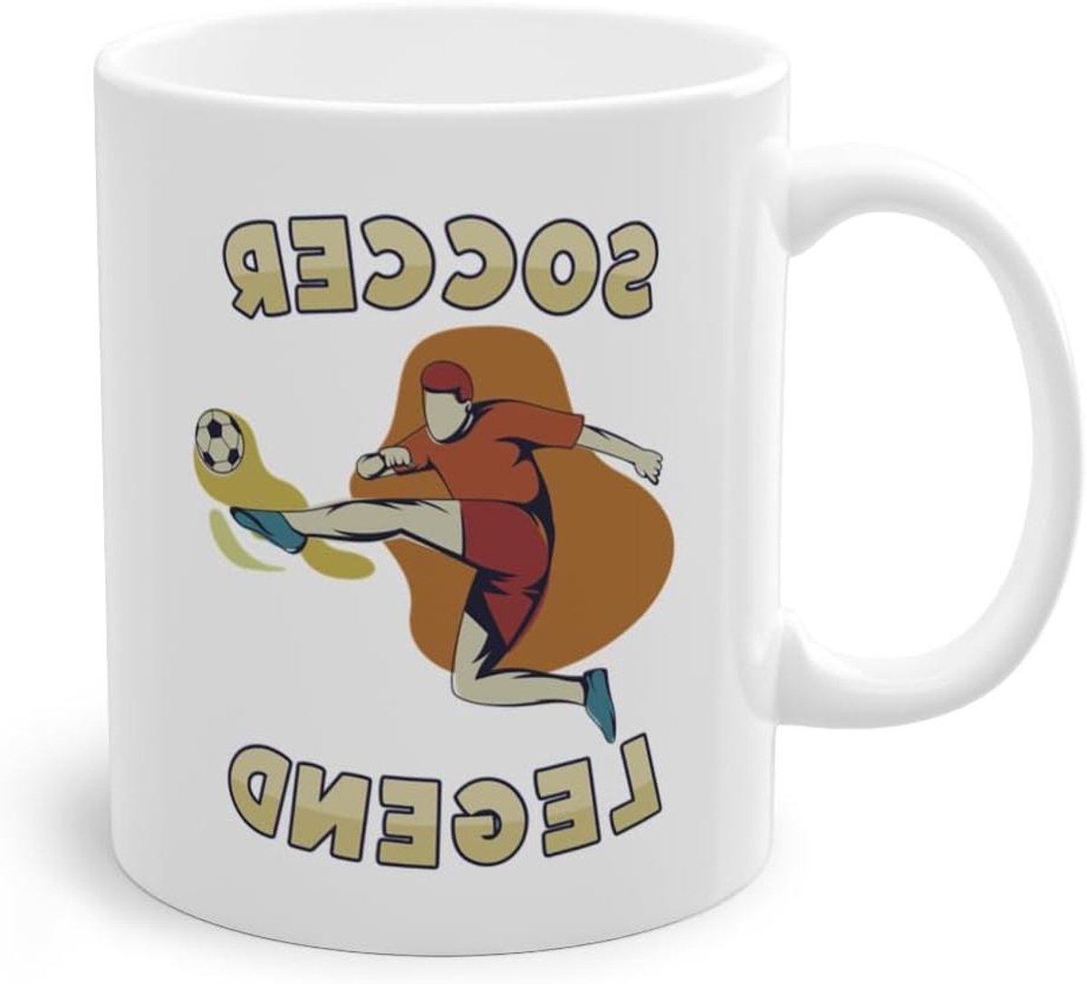 Voetbal Mok - Koffiebeker Cadeau - Ochtend Koffie - Dubbelzijdig Bedrukt - 330 ml - Wit