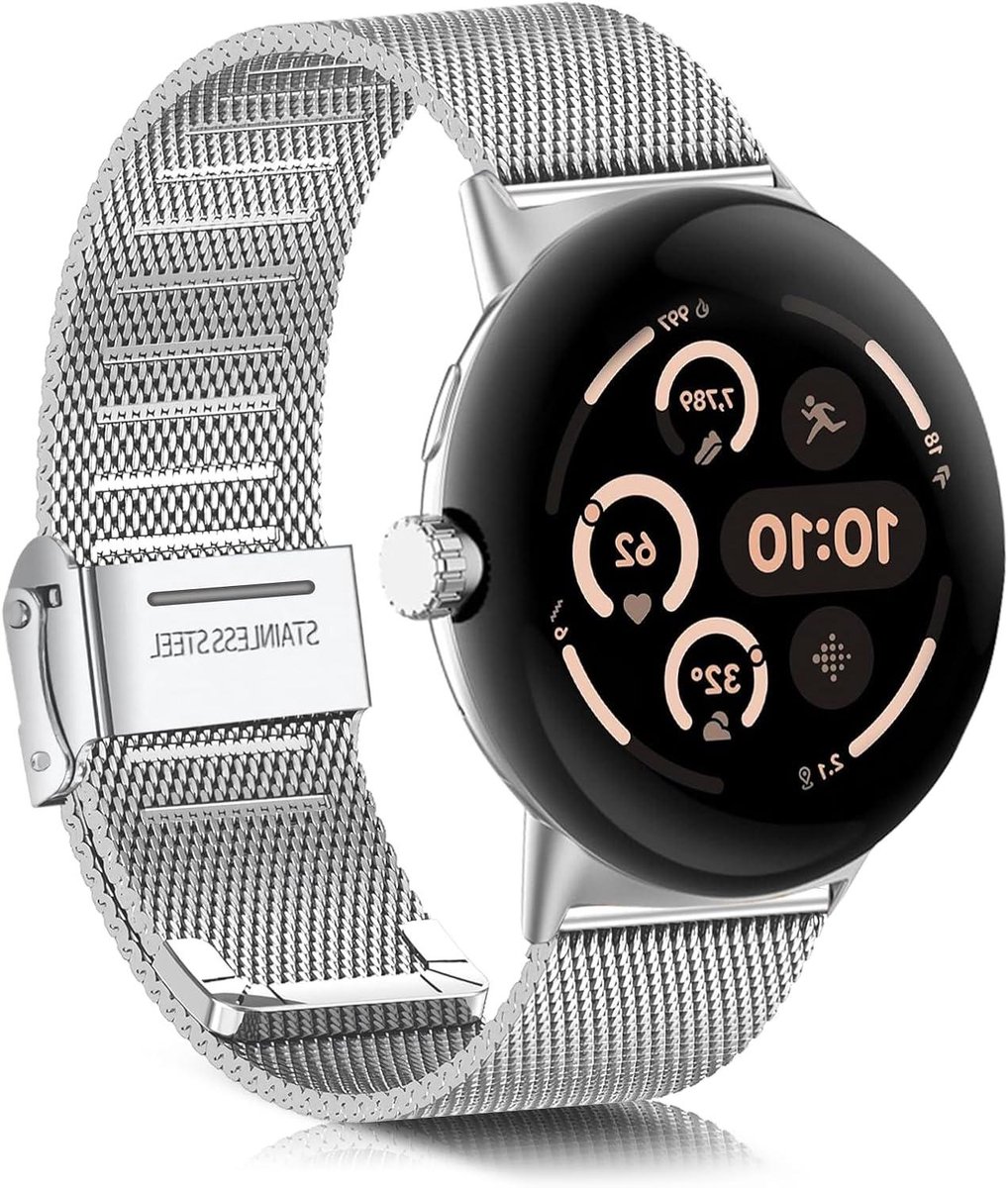 Armband RVS - Mesh band - Smartwatch decoratie - Verstelbare gesp - 45 mm - Zilverkleurig