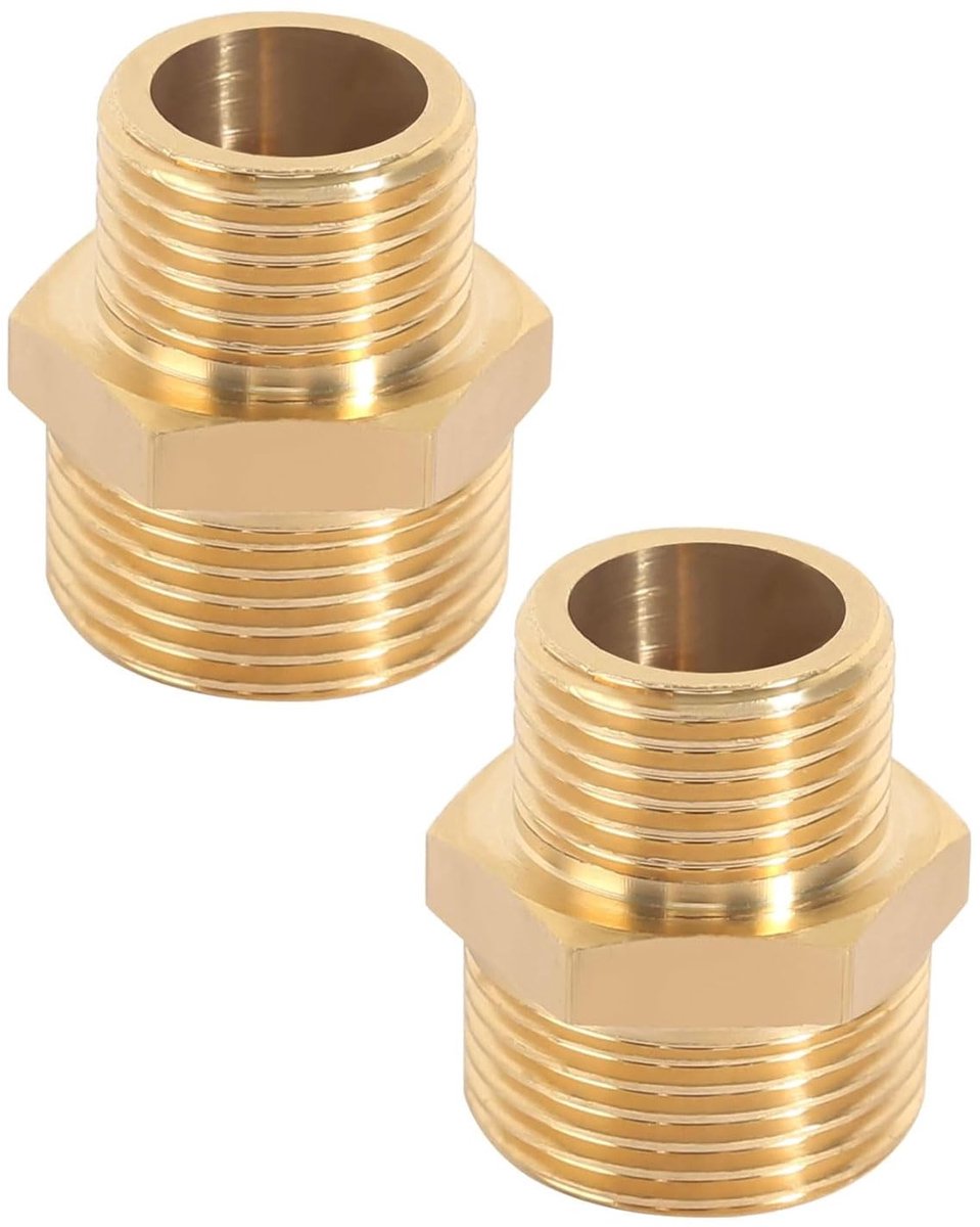 Dailygoods - Dailygoody - Verloopstuk - Slangaansluiting 1/2 Inch Naar 3/4 Inch - Hoogwaardig Messing - Duurzaam en Betrouwbaar - Ideaal voor Tuin en Klussen - 2-D...