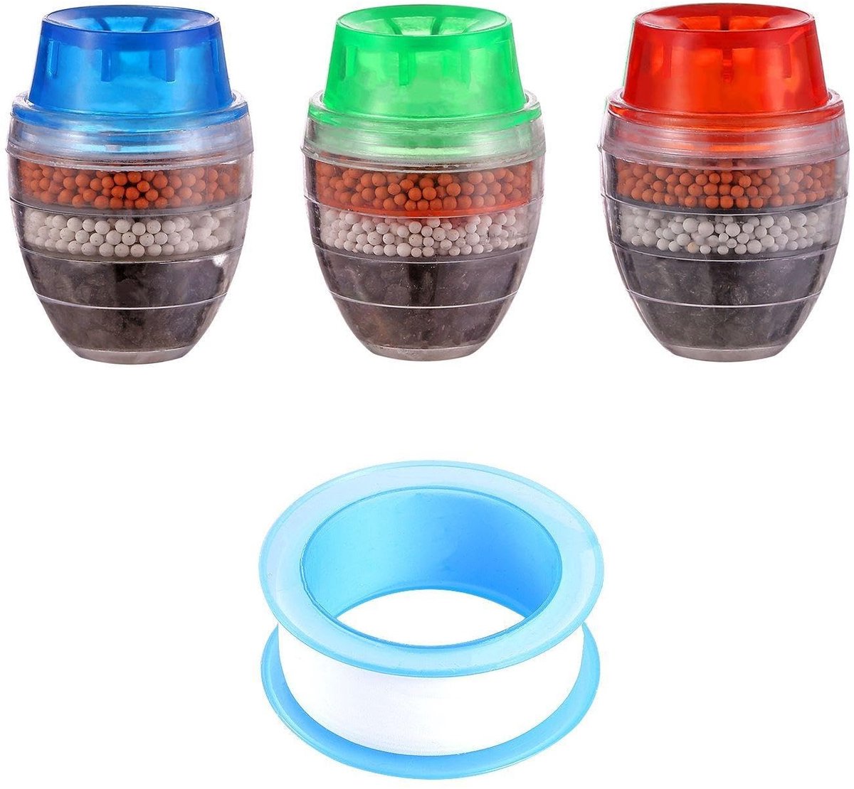 Dailygoods - Dailygoody - Waterfilter Set - Keuken en Badkamer - 3-delig - Inclusief Lijmband - Hoogwaardige Waterfiltratie - Geschikt voor Thuisgebruik - Filteren