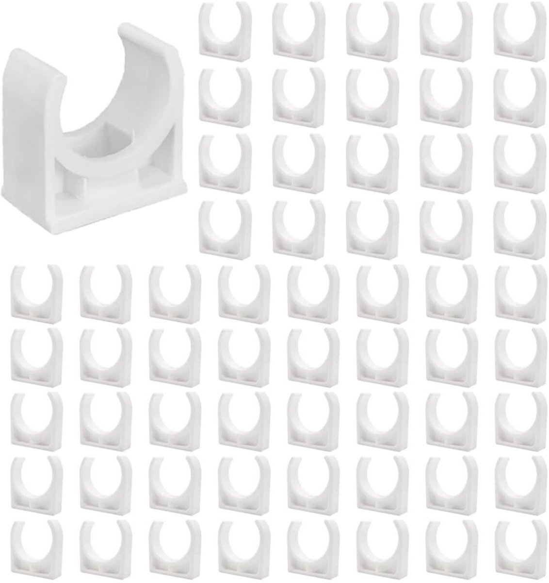 Dailygoods - Dailygoody - Kunststof buisklemmen - Slangklem kunststof - 60 stuks - Wit - U-vormige clips - Geschikt voor tuinen en zwembaden - 25 mm
