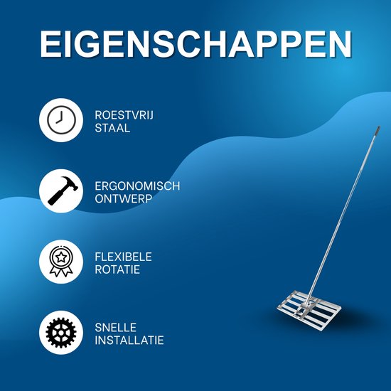 Gazon Egaliseer Hark - 75x25 cm - Professionele Lawn Leveling Tool - Voor Sportvelden en Tuinonderhoud - Zilver — afbeelding 2