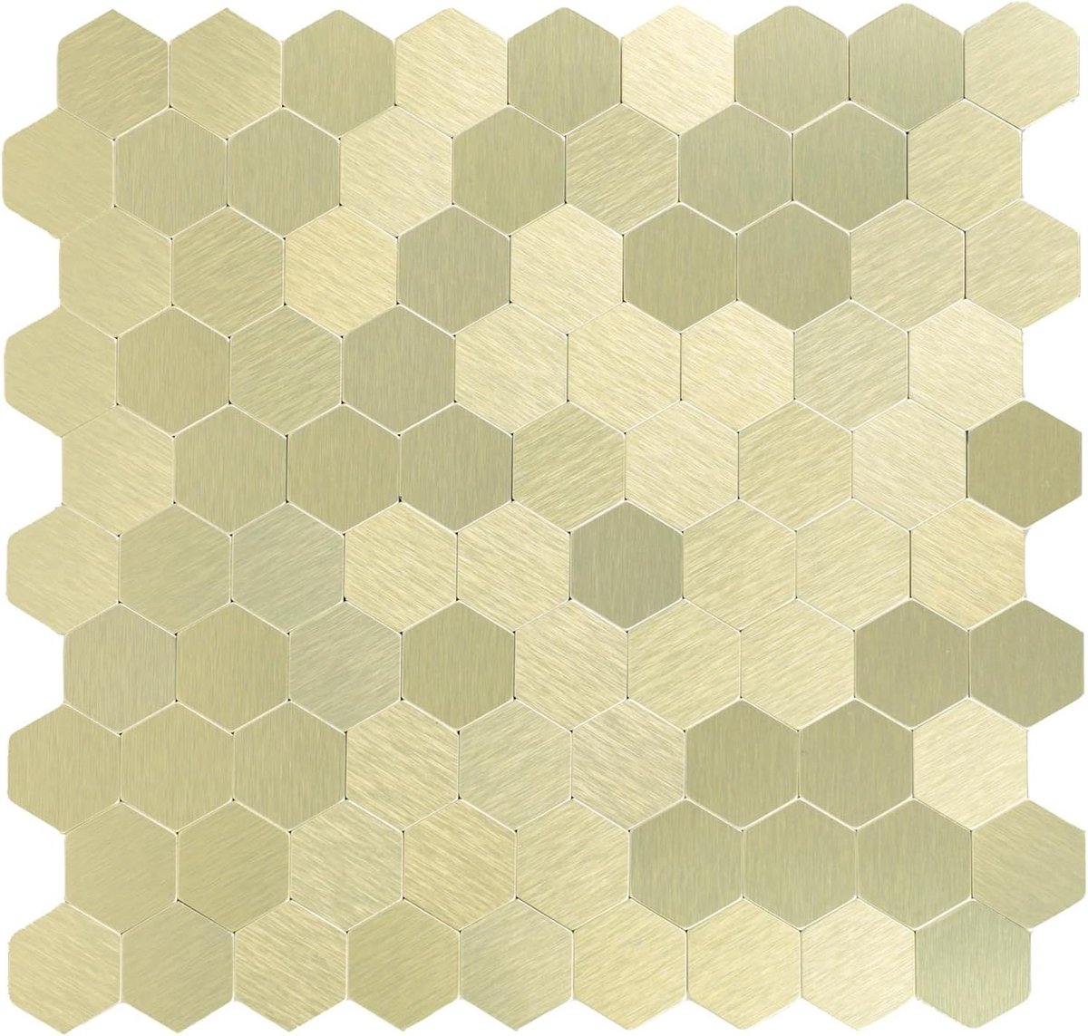 Mosaic wandtegels in hexagonvorm, zelfklevend, voor keuken en badkamer, goudkleurige metalen tegels (6 matten)