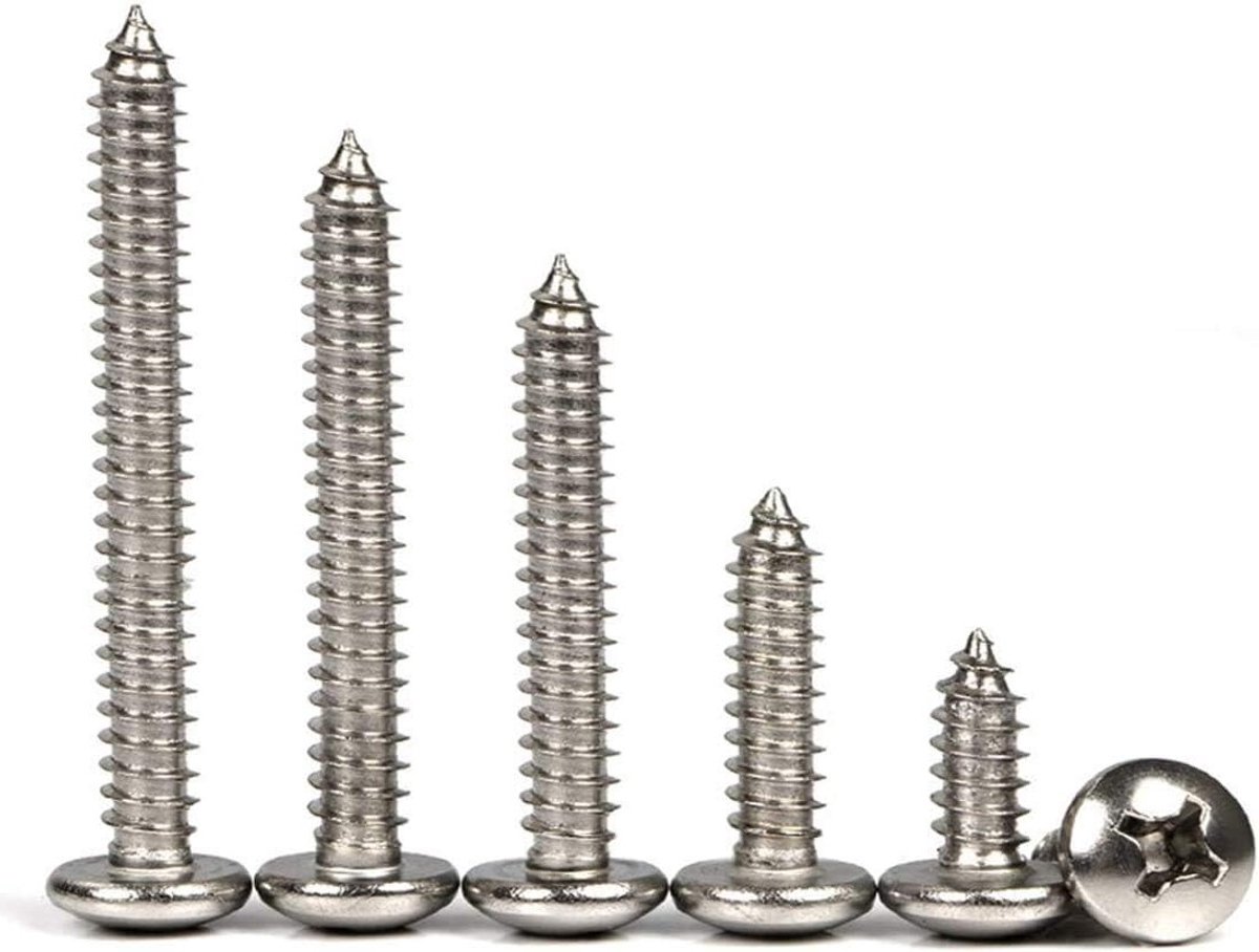 100 Stuks Phillips Pan Head Schroeven van RVS - Zelfborende Houtschroeven voor Houtbewerking en Verbetering van Meubels M3 X 20