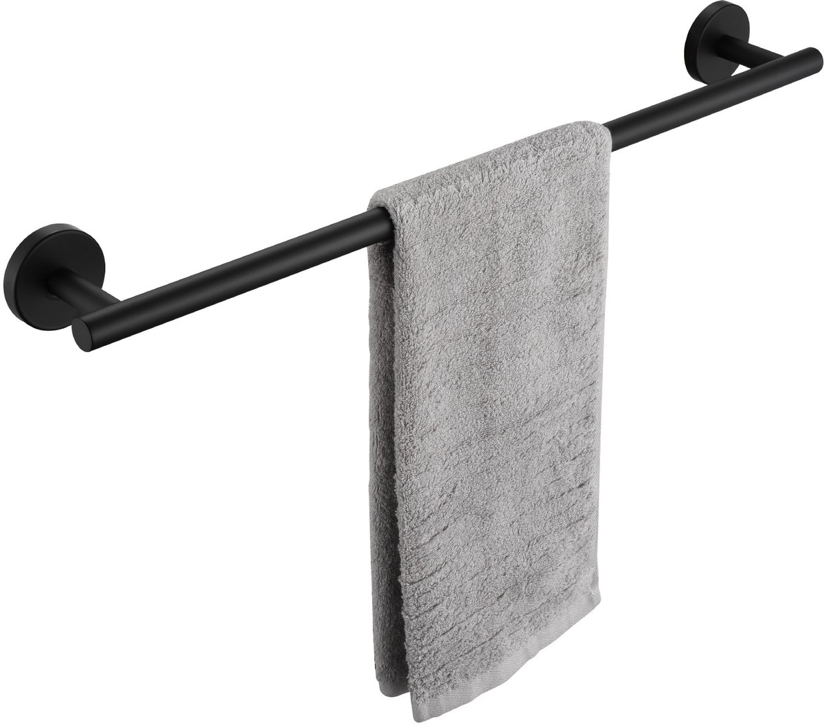 Cecipa Max Handdoekhouder - Handdoekrek - Zonder Boren - Ruimte voor 2 Handdoeken - 60 cm - Handdoekhouder Badkamer - Mat Zwart RVS