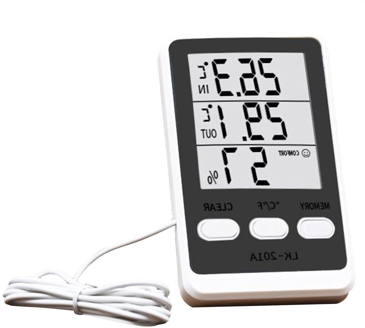 Digitale Koelkastthermometer - Vriezer Temperatuurmeter - Voedsel Veilig Houden - Dubbele Waterdichte Sonde - 125 cm - Wit