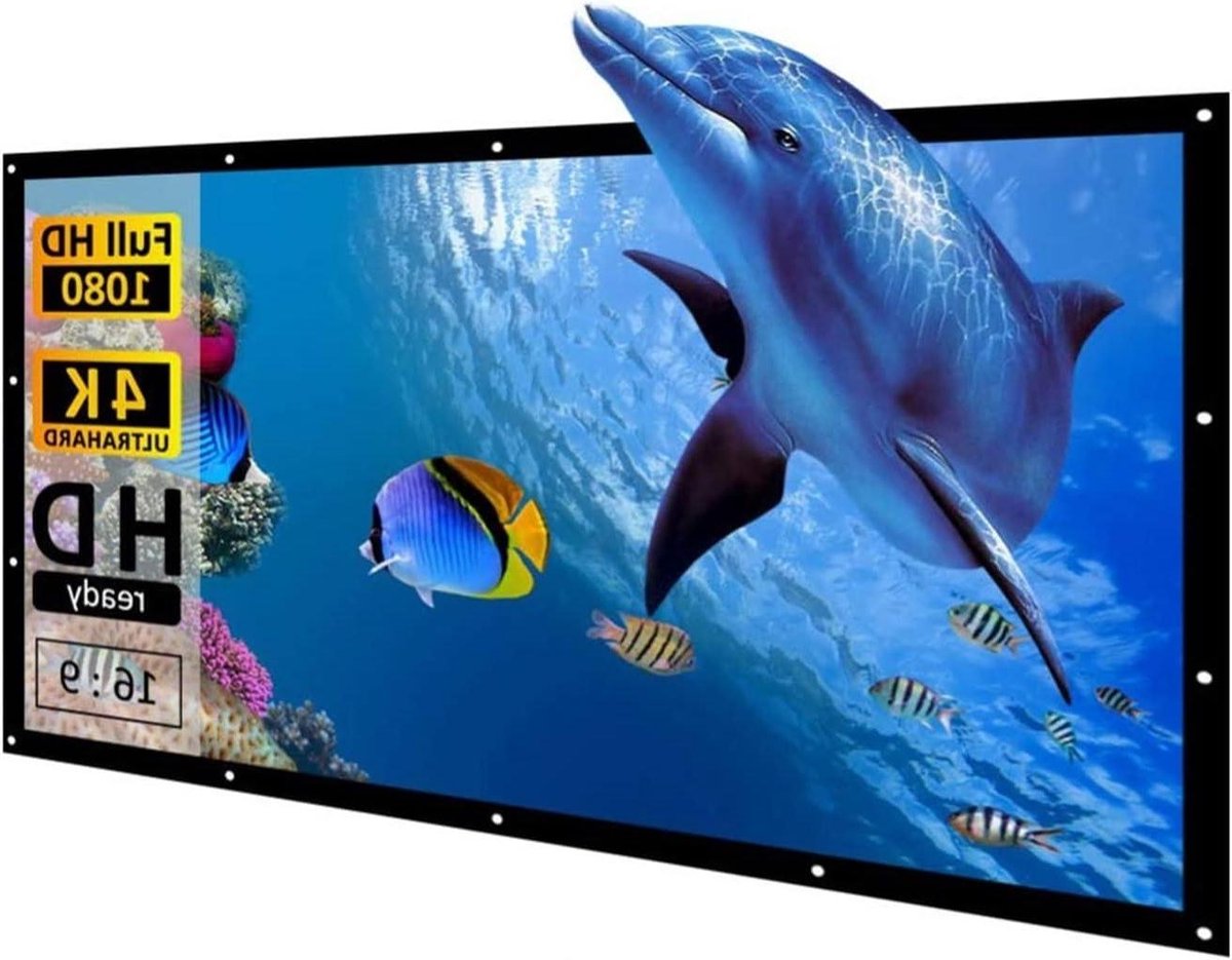 Opvouwbaar projectiescherm - Draagbaar scherm - Thuisbioscoop films - 170 graden kijkhoek - 72 inch - Wit
