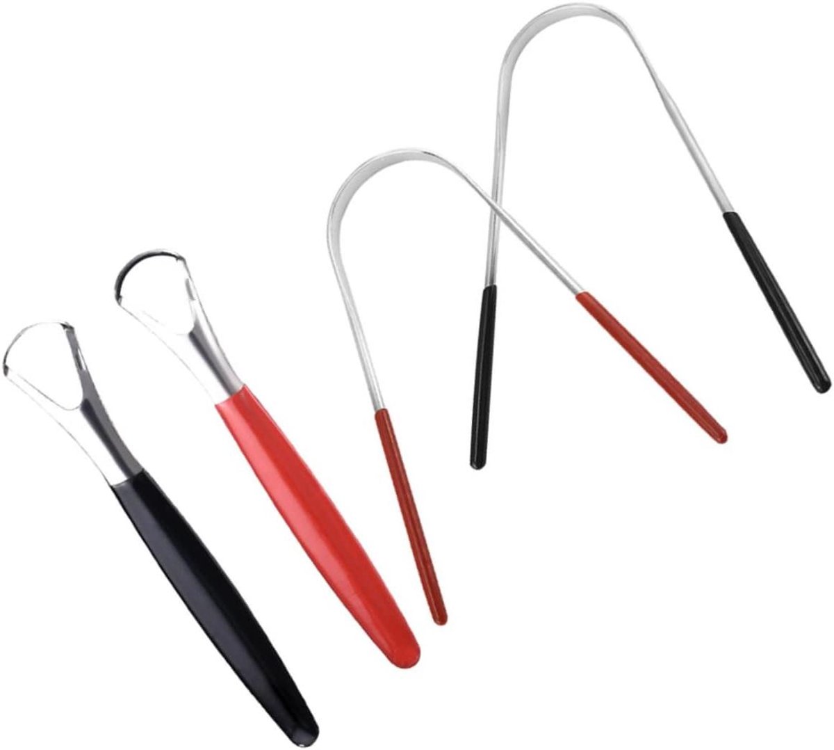 Tongreinigers Set - Mondverzorging Tools - Frisse Adem - Ergonomische Handgrepen - 4 Stuks - Diverse Kleuren