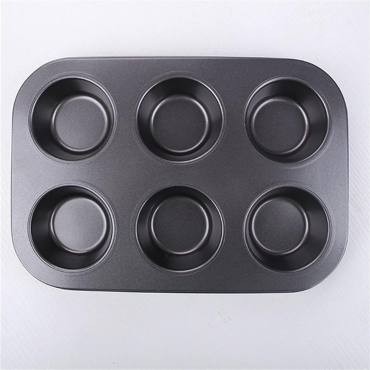 Bakvorm 6 Vaks - Cupcake tray - Taarten bakken - Koolstofstaal - 26.6 cm - Zwart