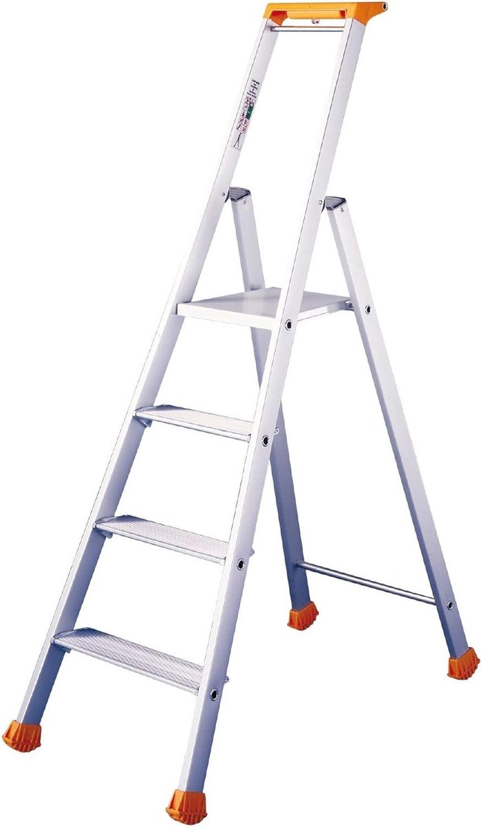 Opstapkruk - Vouwtrap - Klus Klussen - Stevig Aluminium - 173 meter - Zilver oranje