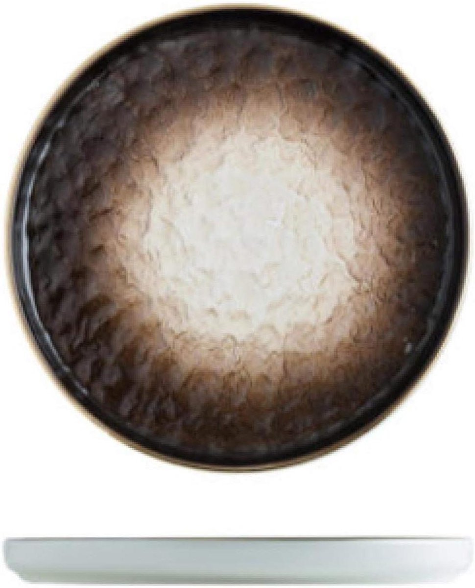 Keramische Steak Platen - Eetborden Diner - Stijlvol Dineren - Vaatwasser Magnetron Ovenbestendig - 15 cm Rond - Bruin