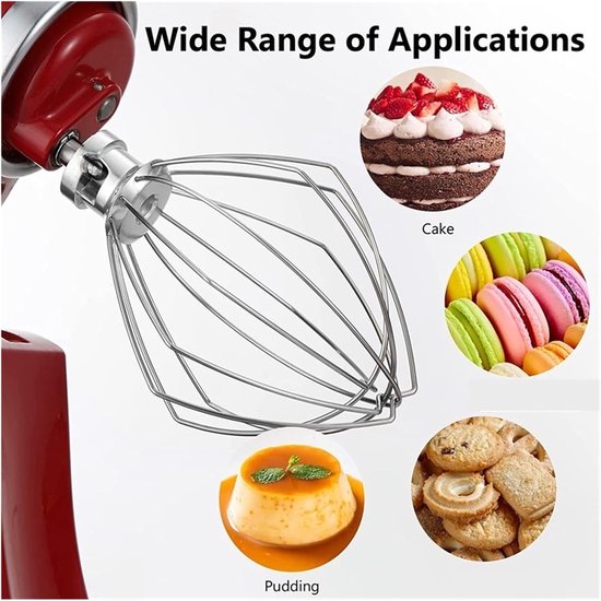 Mixer Opzetstuk - Garde Klopper - Beslag Maken - Roestvrij Staal - 6 Quart - Zilver — afbeelding 4