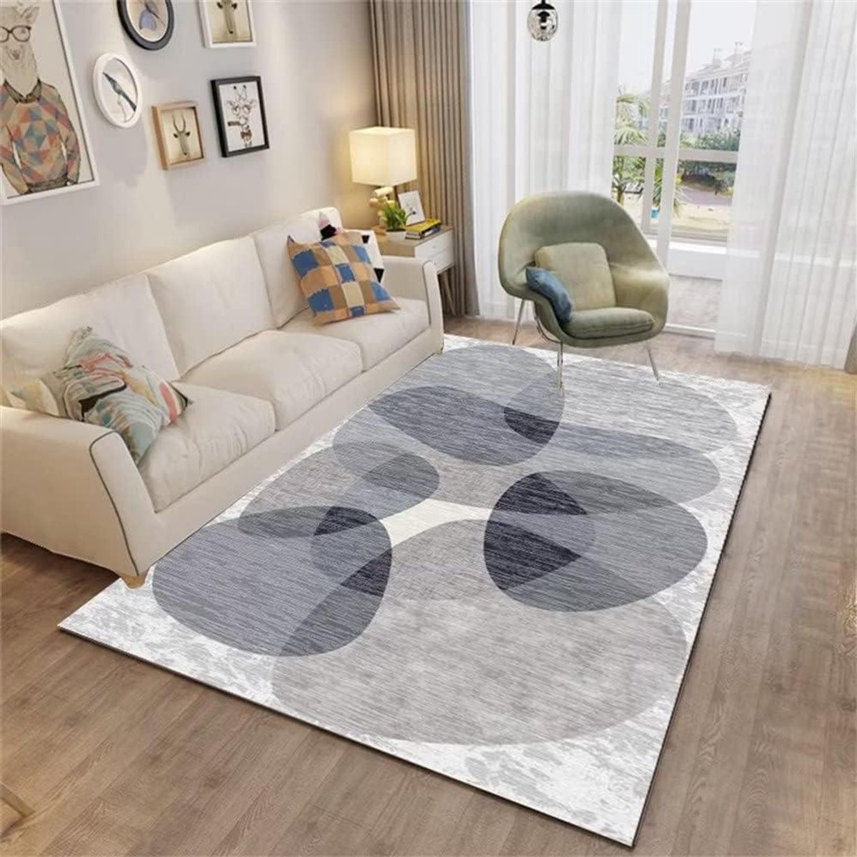 Vloerkleed - Woonkamer tapijt - Comfort in huis - Antislip onderkant - 80x200cm - Grijs