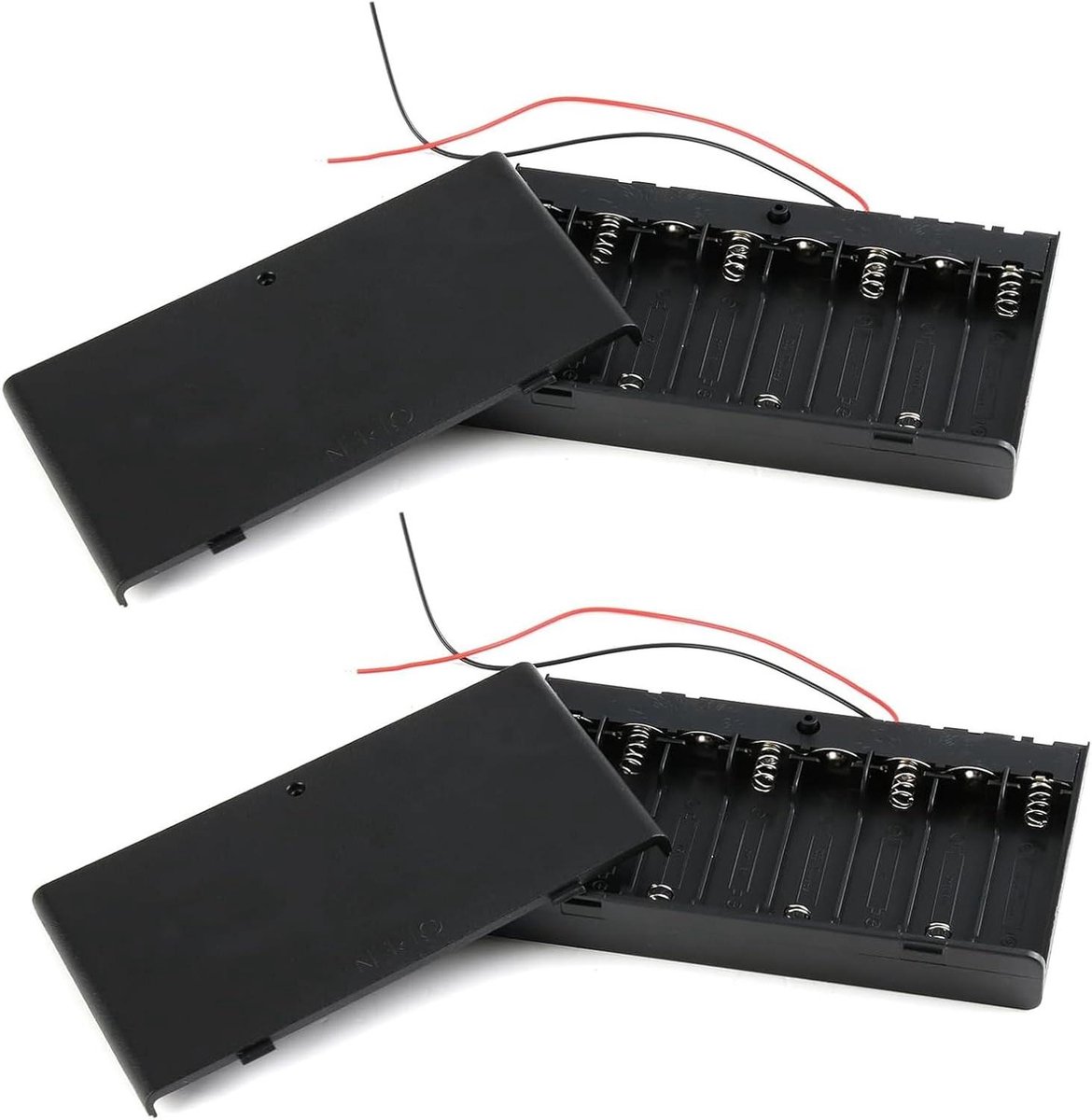 Batterijhouder 2 stuks - Batterij opslag - Elektronica voeden - Met AAN/UIT schakelaar - 8x AA cellen - Zwart