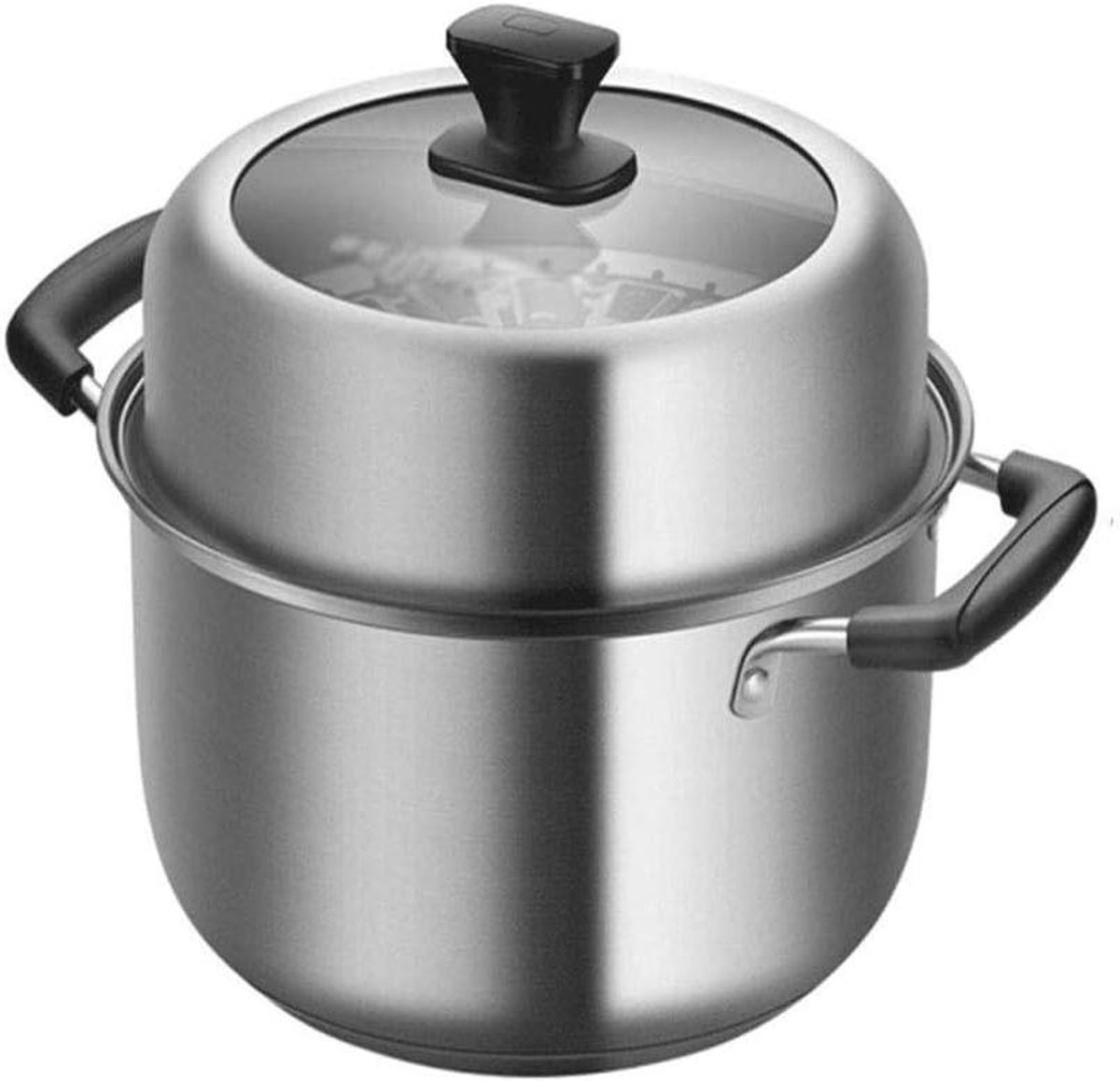Grote Soeppan - Kookpot Stoofpan - Grote Maaltijden - Verdikte Bodem - 24 cm - Zilver