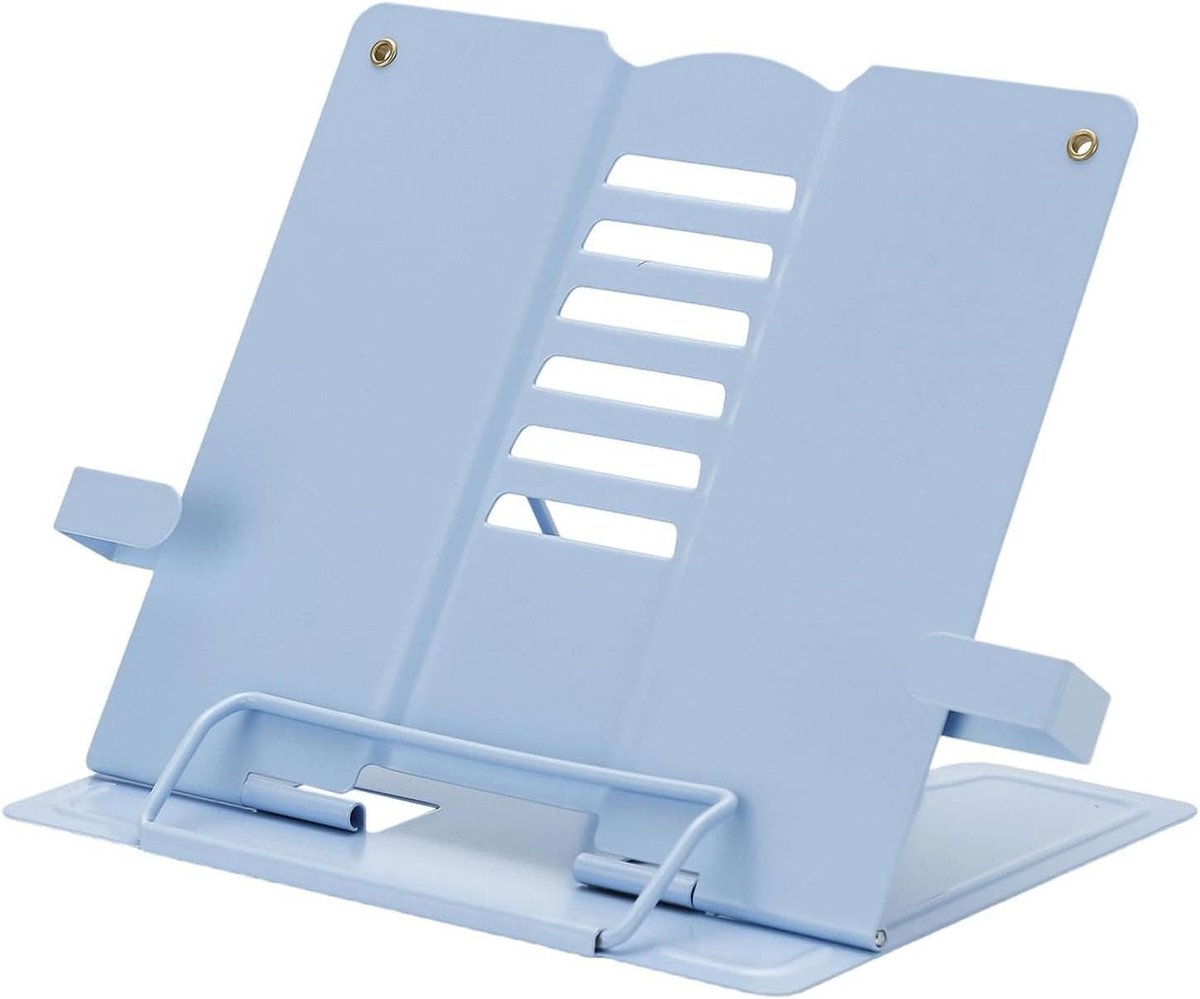 Boekenstandaard - Opvouwbare plank - Ergonomisch lezen - Zes standen - 21 cm breed - Blauw