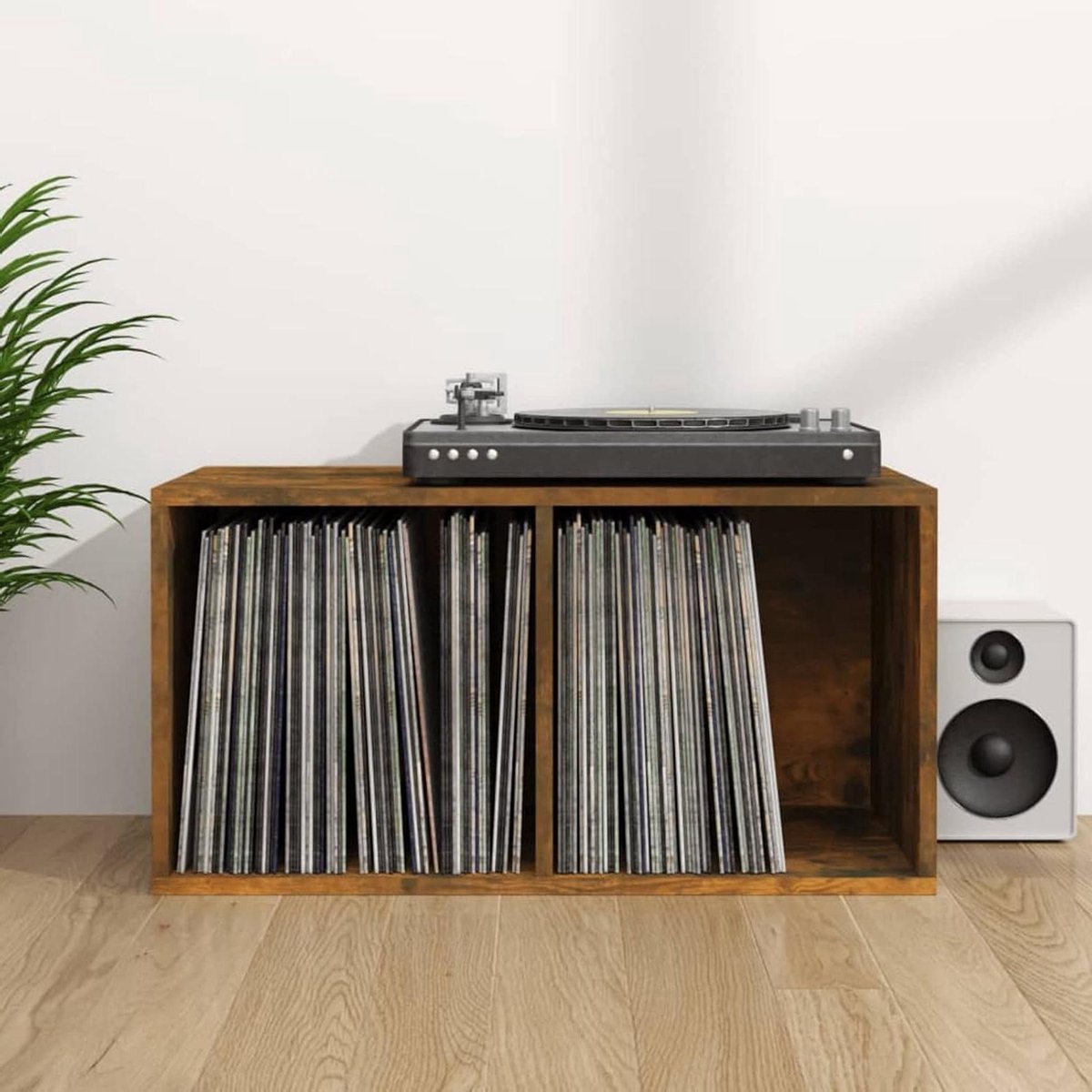 Homgoday Vinyl Opbergdoos Opbergsysteem Gerookt Eiken 71x34x36 cm Engineered Hout