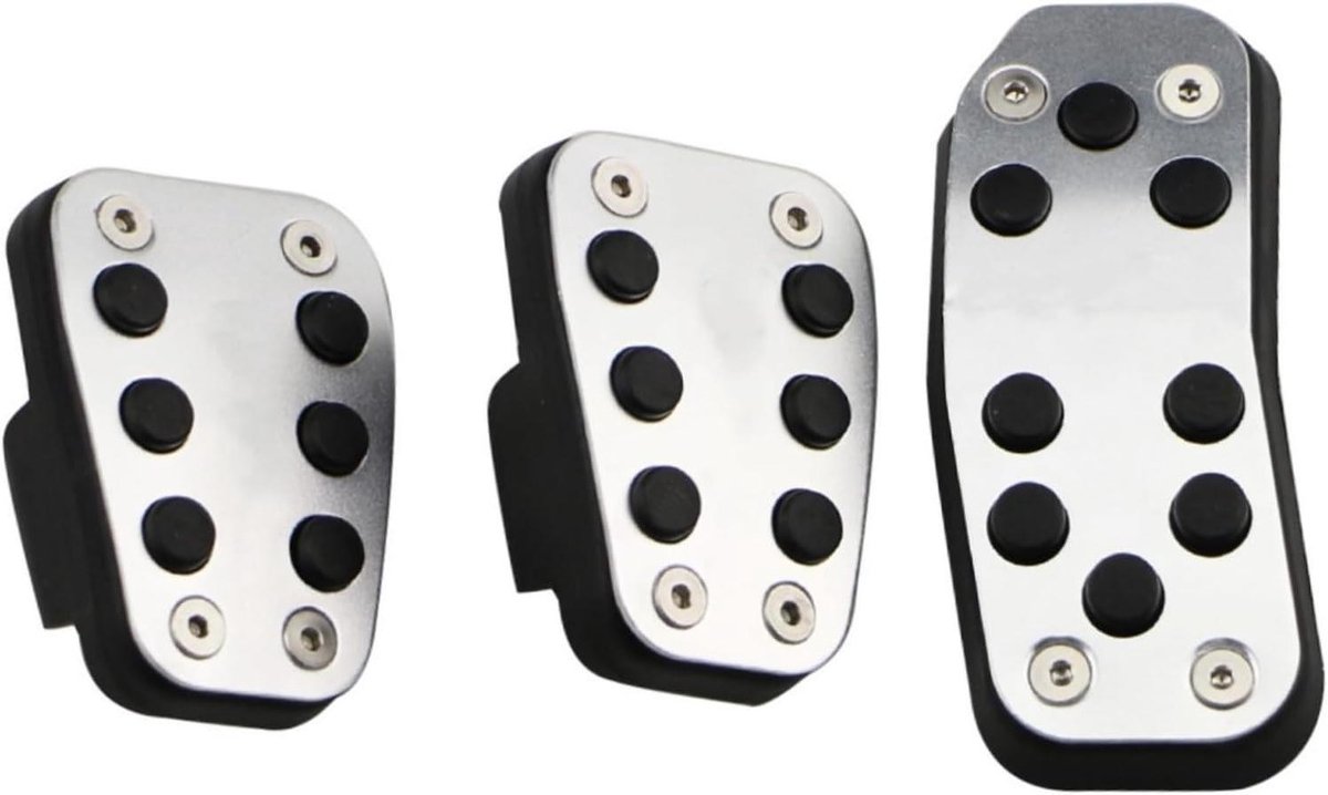 Auto Pedaal Covers - Voetsteun Pedalen - Verbeterde Grip - Antislip Ontwerp - Set van 3 - Zilver