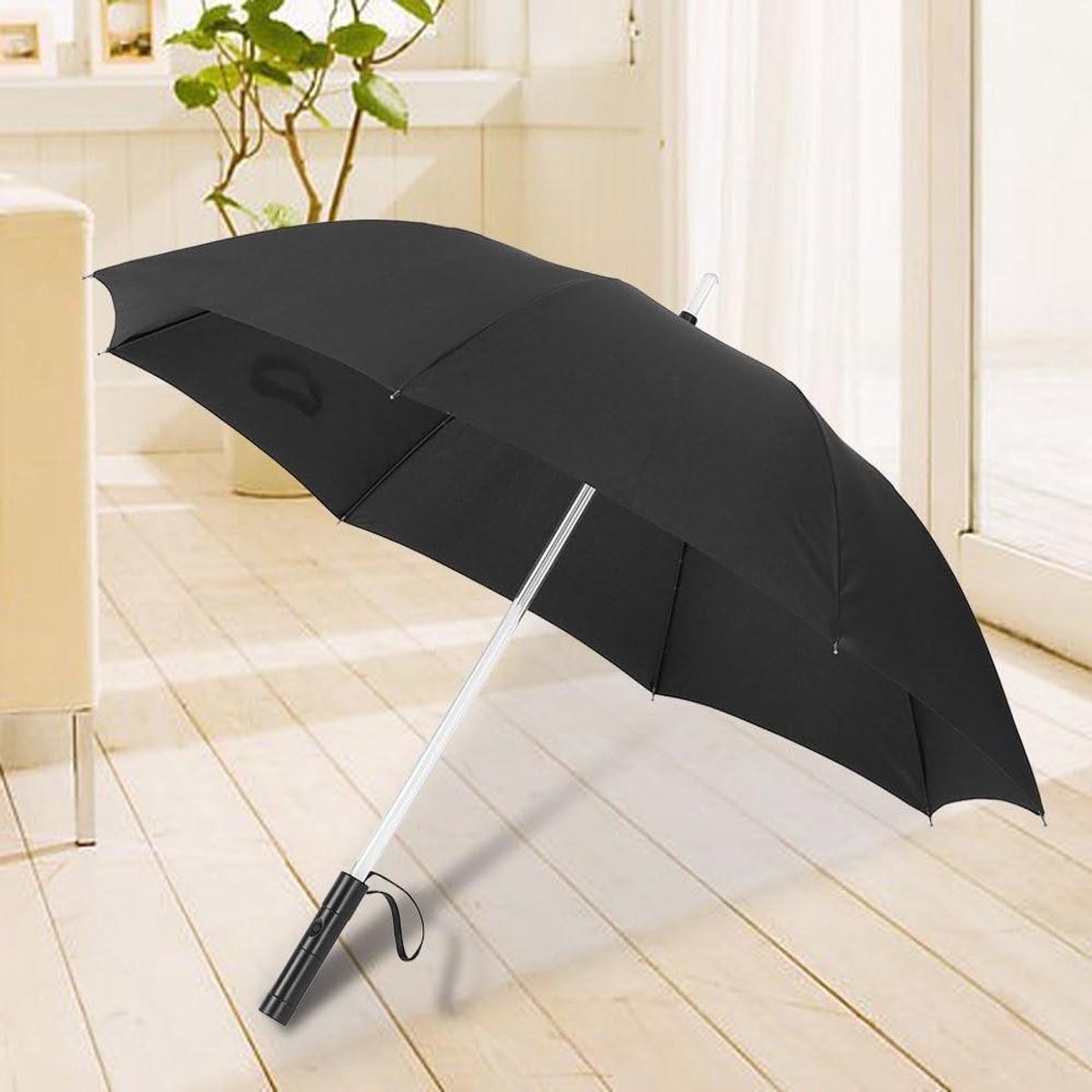 LED Paraplu - Veiligheids paraplu - Nachtelijk Wandelen - Kleurwisselend Licht - 81 cm - Zwart
