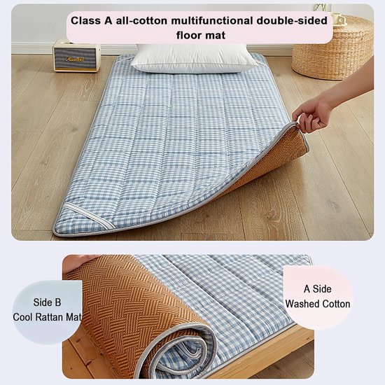 Opvouwbare Futonmatras - Vloerbed Slapen - Ruimte Besparen - Ergonomisch Ontwerp - 120 x 200 cm - Grijs — afbeelding 4