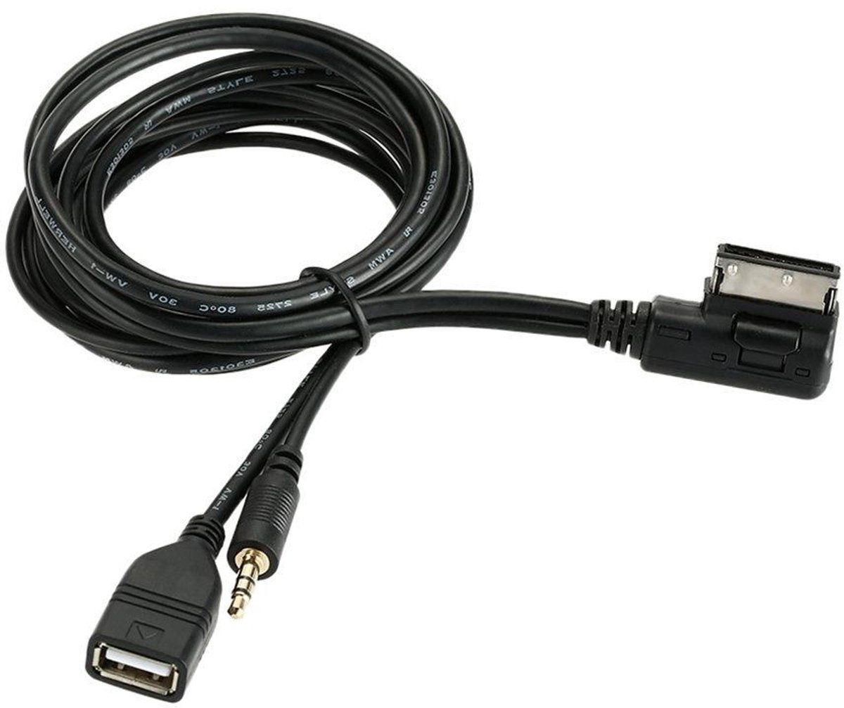 Muziek Interface Kabel - Aux Usb - Auto Audio - Opladen En Audio - 1.5 Meter - Zwart