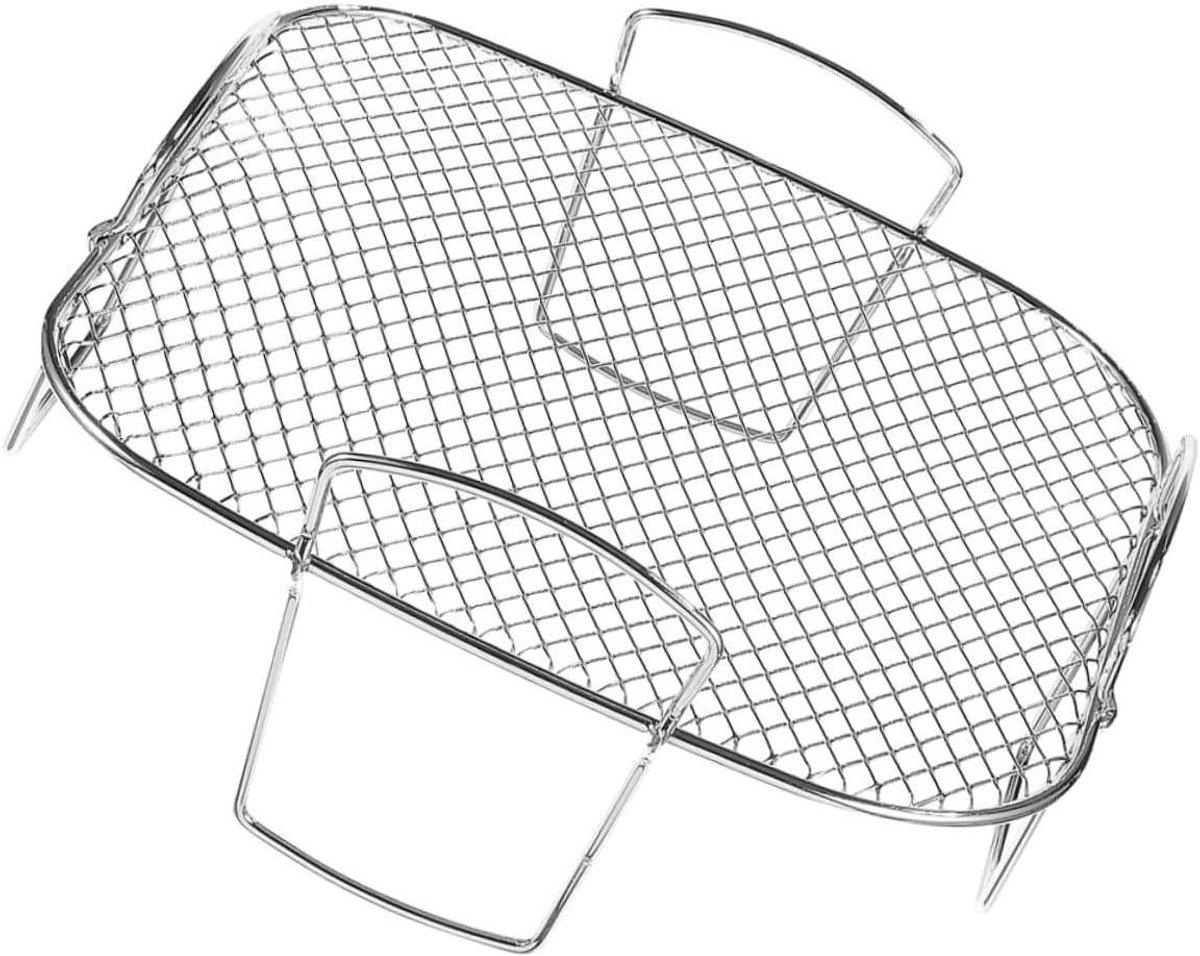 Airfryer Rek Set - Grill Stoomrek - Extra Kookruimte - Stapelbaar Ontwerp - 20.5X20.5X10CM - Zilver