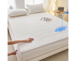 Daesar Hoeslaken, effen, met bladpatroon, polyester, katoen, wit, 180 x 220 cm