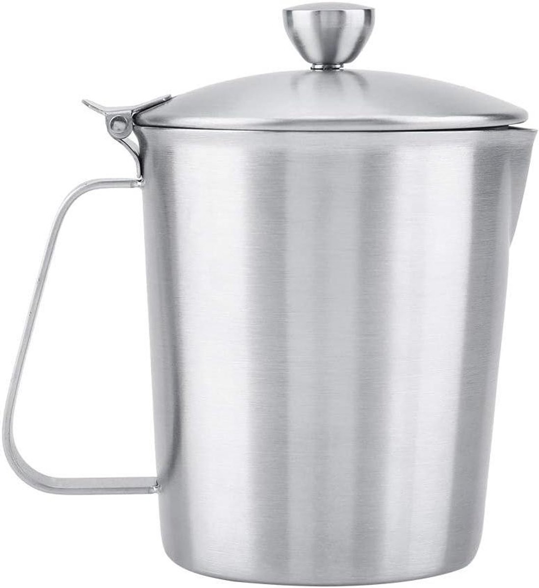 Melkopschuimkan - Opschuimer Mok - Latte Art Maken - Met Deksel - 500 ML - Zilver