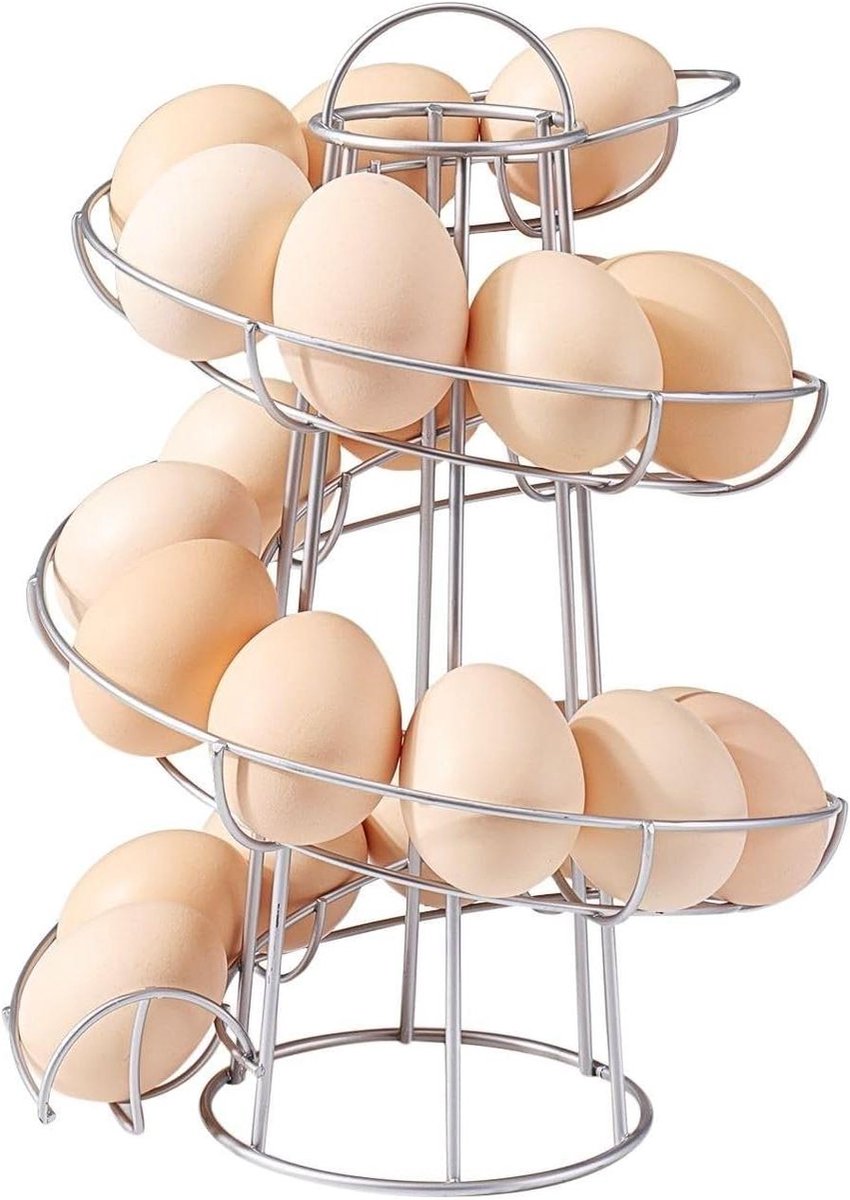 Eierhouder - Eierdispenser - Keuken Organiseren - First In First Out - Tot 20 Eieren - Zilver