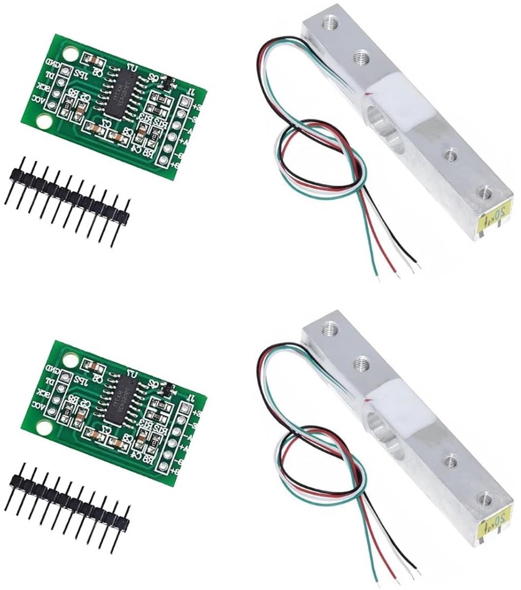 Set van 2 Digitale Weegcellen 5/10/20 kg met HX711 Module voor Arduino Microcontroller DIY - Precisie Weighing Sensoren voor Elektronische Weegschaal en Projecten