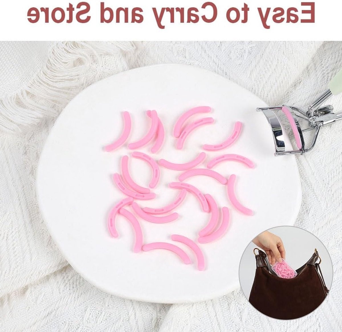 50 stuks vervangende rubberen navulpads voor wimperkrulspelden met opbergdoos, duurzame en flexibele strips voor perfecte krullen en styling